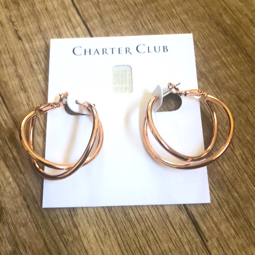 Rose tone could hoop pierced earrings. 1.5” round